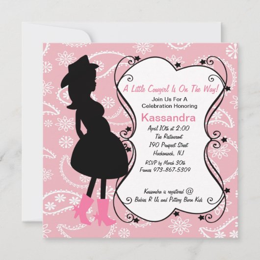 ウェスタン·プセダー·ママがベビー·シャワー·招待状 招待状 (正面)