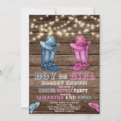 ウェスタン・ボーイ/ガール・ジェンダーが赤ちゃんのシャワーを明らかにする 招待状 (正面)