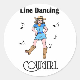 ウェスタン「ライン踊り女性のカーボーイ」 ラウンドシール