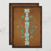 ウェスタン ラスティック ブラウン & ターコイズ MIS QUINCE 15 招待状 (正面/裏面)