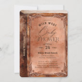 ウェスタン ラスティック レザー 水彩画 ブック ベビーシャワー 招待状 (正面)