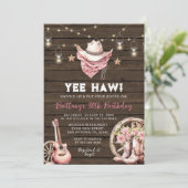 ウェスタン ラスティック 21歳、30歳、40歳、カウガール 誕生日 招待状 (スタンド正面)