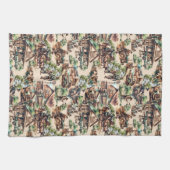 ウェスタン・ランチまたはカントリー・ファーム・シーン キッチンタオル (横)