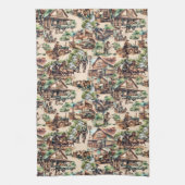ウェスタン・ランチまたはカントリー・ファーム・シーン キッチンタオル (縦)