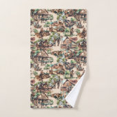 ウェスタン・ランチまたはカントリー・ファーム・シーン バスタオルセット (ハンドタオル)