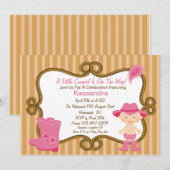 ウェスタン リトルカウガール ベイビーシャワー 招待状 (正面/裏面)