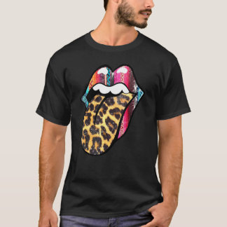ウェスタン レオパード セラペ リップ タング ロデオ カウガール ホ Tシャツ