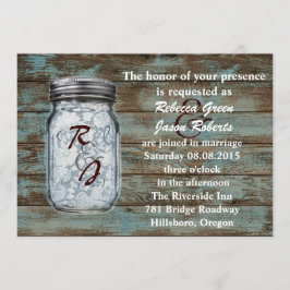 ウェスタン ヴィンテージ バーンダウ ライト メイソンジャー ウェディング 招待状