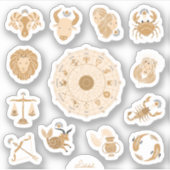 ウェスタン〔占星術の〕十二宮図シンボルや象徴 シール (正面)