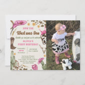 ウェスタンHow The West Was One Rodeo誕生日写真 招待状 (正面)