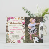 ウェスタンHow The West Was One Rodeo誕生日写真 招待状 (スタンド正面)