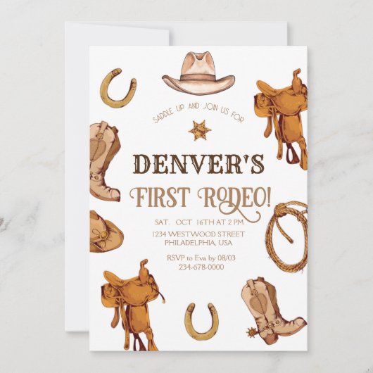 ウェスターファーストロデオワイルドウェストカウボーイバースデーパーティー 招待状 (正面)