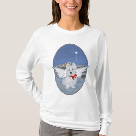 ウェスティのクリスマスの天使 Tシャツ (正面)