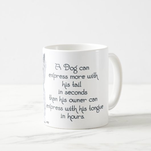 ウェスティの知恵 - 尻尾のユラユラ、それとも舌のユラユラ? コーヒーマグカップ (正面右)