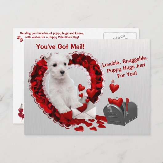 ウェスティキュートあなたがメール得パピーハグバレンタイン シーズンポストカード (正面/裏面)