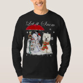 ウェスティサンタドッグクリスマス雪だるまクリスマスパジャマ Tシャツ (正面)