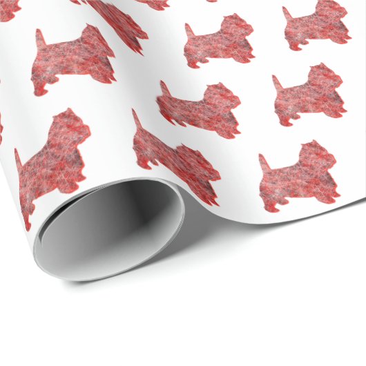 ウェスティテリアクリスマスドッグキュートシルエットホワイト ラッピングペーパー (ロールコーナー)