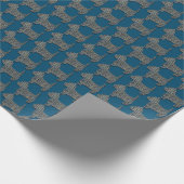 ウェスティドッグキュートペットシルエットY&Bグリッドブルー ラッピングペーパー (角)