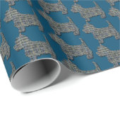 ウェスティドッグキュートペットシルエットY&Bグリッドブルー ラッピングペーパー (ロールコーナー)
