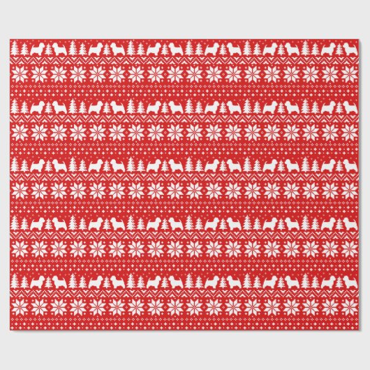 ウェスティドッグシルエットクリスマスのホリデーパターン ラッピングペーパー (フラット)