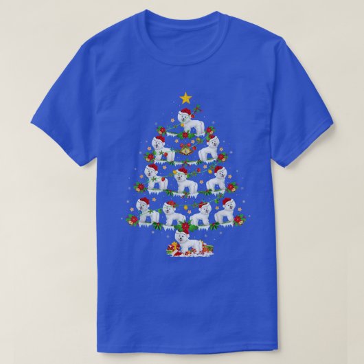 ウェスティドッグ恋人クリスマスライトウェスティクリスマスツリー Tシャツ (デザイン正面)
