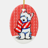 ウェスティハッピープレイドスカーフウィンター セラミックオーナメント (正面)
