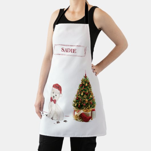 ウェスティーおもしろいクリスマス犬と木 エプロン (インサイチュ)