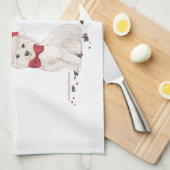 ウェスティーおもしろいクリスマス犬と木 キッチンタオル (四つ折り)