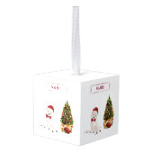 ウェスティーおもしろいクリスマス犬と木 キューブオーナメント (裏面アングル)