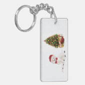 ウェスティーおもしろいクリスマス犬と木 キーホルダー (正面左)