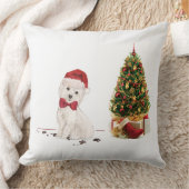 ウェスティーおもしろいクリスマス犬と木 クッション (ブランケット)