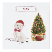 ウェスティーおもしろいクリスマス犬と木 フォトキューブ (正面)