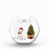 ウェスティーおもしろいクリスマス犬と木 フォトブロック (正面)