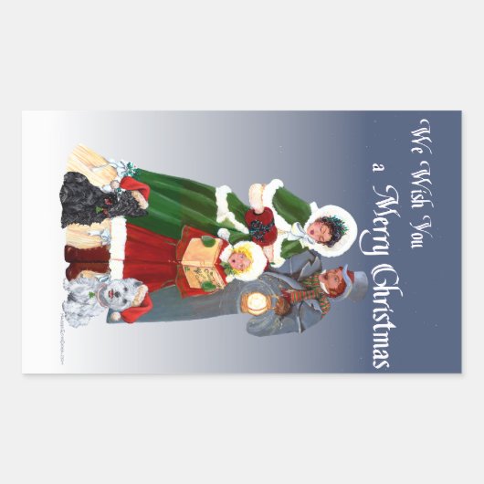 ウェスティーとスコッティーのクリスマスキャロル 長方形シール (正面)