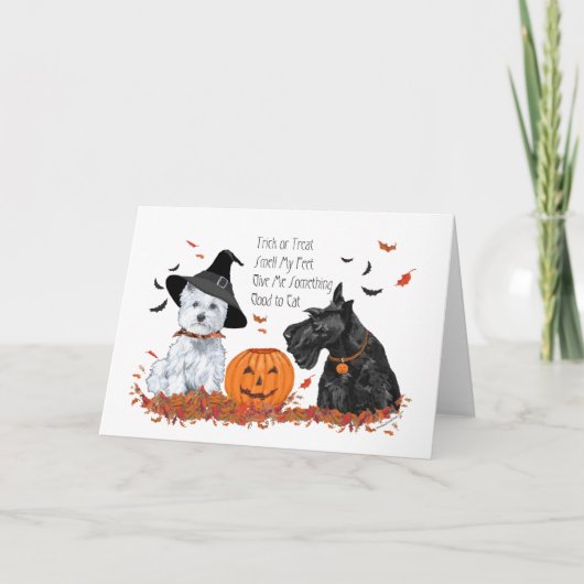 ウェスティーとスコッティーのハロウィン カード (正面)