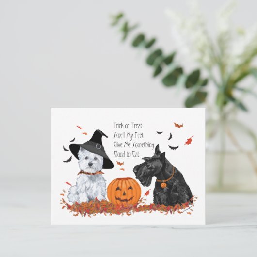 ウェスティーとスコットランドのハロウィーン シーズンポストカード (スタンド正面)
