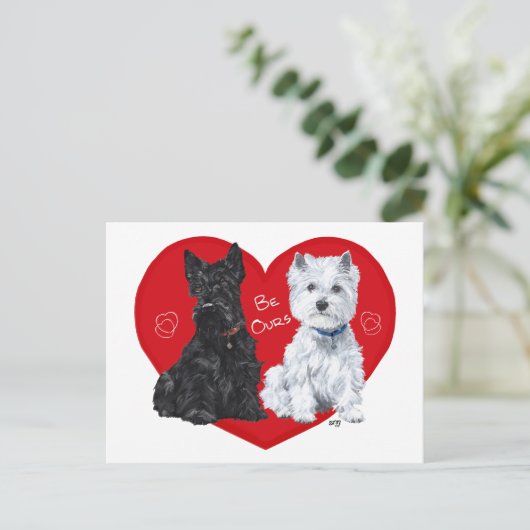 ウェスティーとスコットランドのバレンタイン シーズンポストカード (スタンド正面)