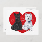 ウェスティーとスコットランドのバレンタイン シーズンポストカード (正面/裏面)