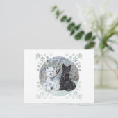 ウェスティーとスコットランドの雪景色 ポストカード (スタンド正面)