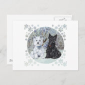 ウェスティーとスコットランドの雪景色 ポストカード (正面/裏面)