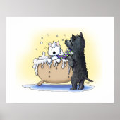 ウェスティーとスコットランド犬の新郎の芸術 ポスター (正面)