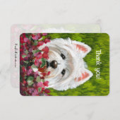 ウェスティーとピンクの花 サンキューカード (正面/裏面)