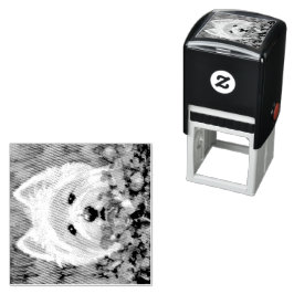 ウェスティーとピンクの花 セルフインキングスタンプ