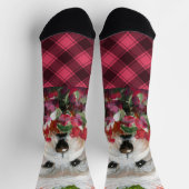 ウェスティーとピンクの花 ソックス (上部)