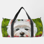 ウェスティーとピンクの花 ダッフルバッグ (裏面)