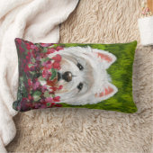 ウェスティーとピンクの花 ランバークッション (ブランケット)