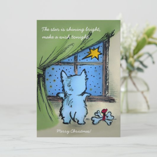 ウェスティーと星空の夜 – メリークリスマス シーズンカード (スタンド正面)