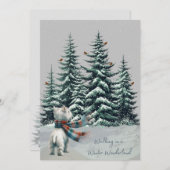 ウェスティーと深紅色ウィンタークリスマスカード シーズンカード (正面/裏面)