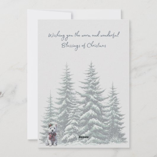 ウェスティーと深紅色ウィンタークリスマスカード シーズンカード (裏面)