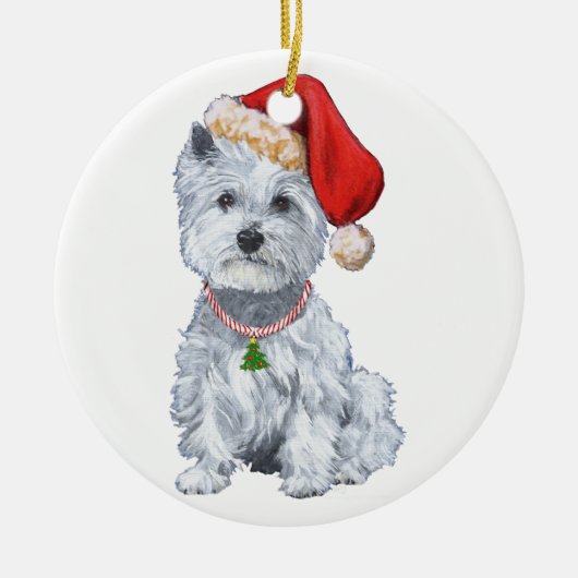 ウェスティーのクリスマスオーナメント セラミックオーナメント (正面)